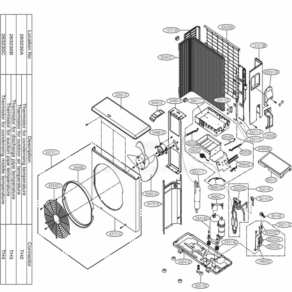 Outdoor Unit Diagram and Parts List for LSU242HSV AWHBEUS LG Air Conditioner