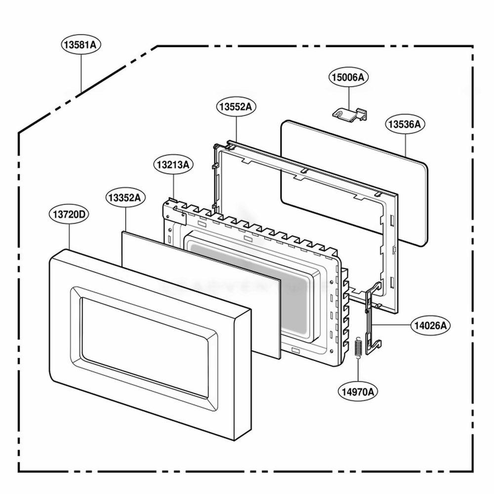 Door Parts Diagram and Parts List for ACM1420AB ABKEAMA LG Range