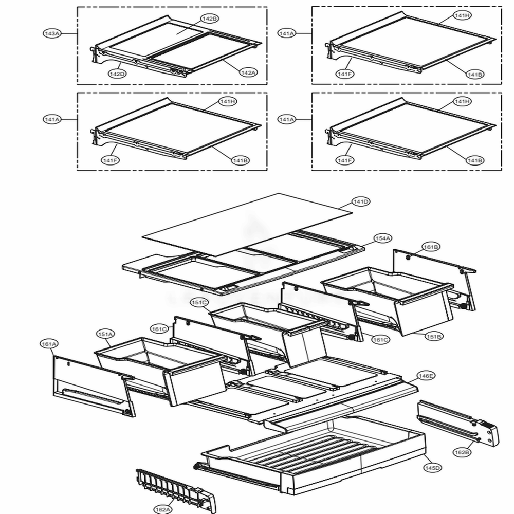 Refrigerator Parts Diagram and Parts List for LFXC24726S ASTCNA1 LG Refrigerator
