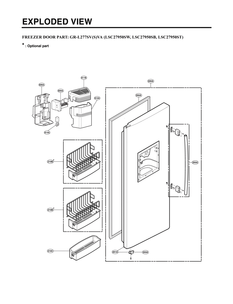 FREEZER DOOR PART      EXPLODED VIEW Diagram and Parts List for LSC27950SB  LG Refrigerator