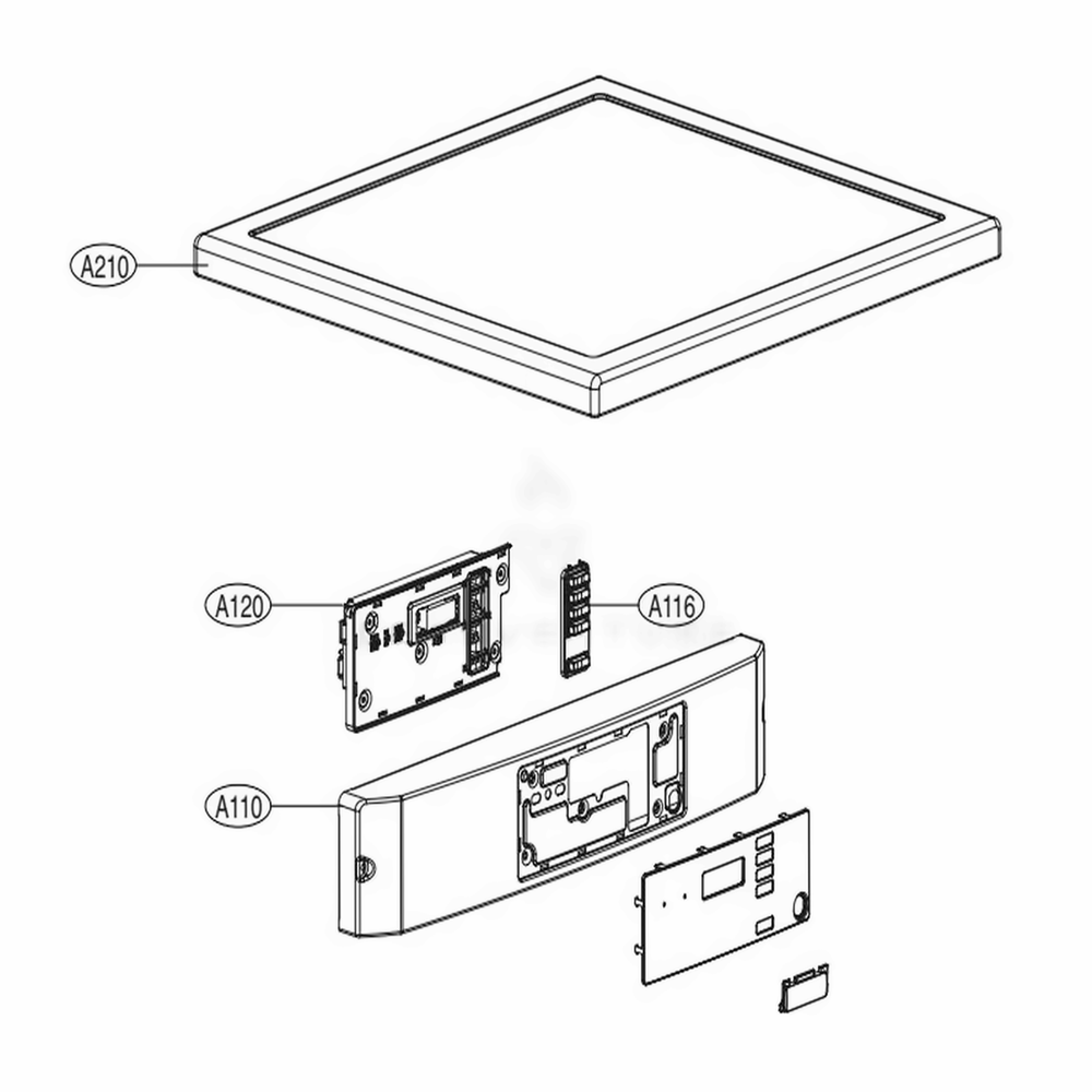 Control Panel And Plate Assembly Diagram and Parts List for GD1329QGD ABWEECI LG Dryer