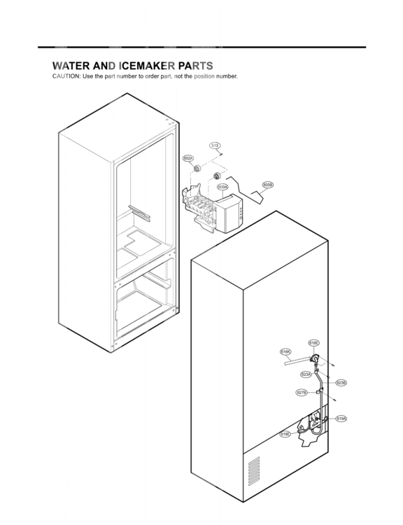 WATER AND ICEMAKER PARTS Diagram and Parts List for LFC21770ST ASTCLGA LG Refrigerator