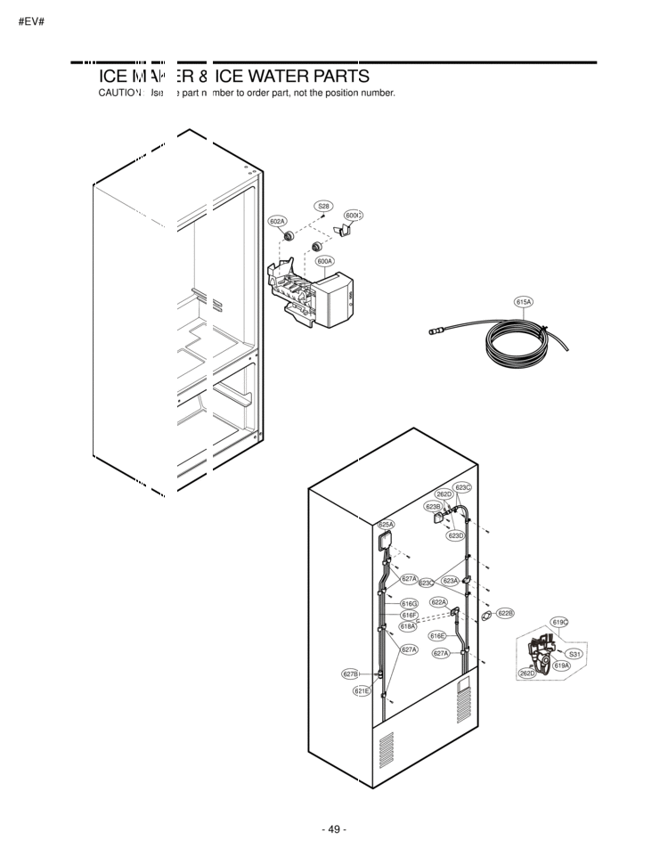 ICE MAKER & ICE WATER PARTS Diagram and Parts List for LRBC22544WW  LG Refrigerator