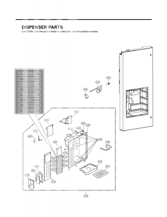 DISPENSER PARTS Diagram and Parts List for LFX25980ST LFX25980ST LG Refrigerator