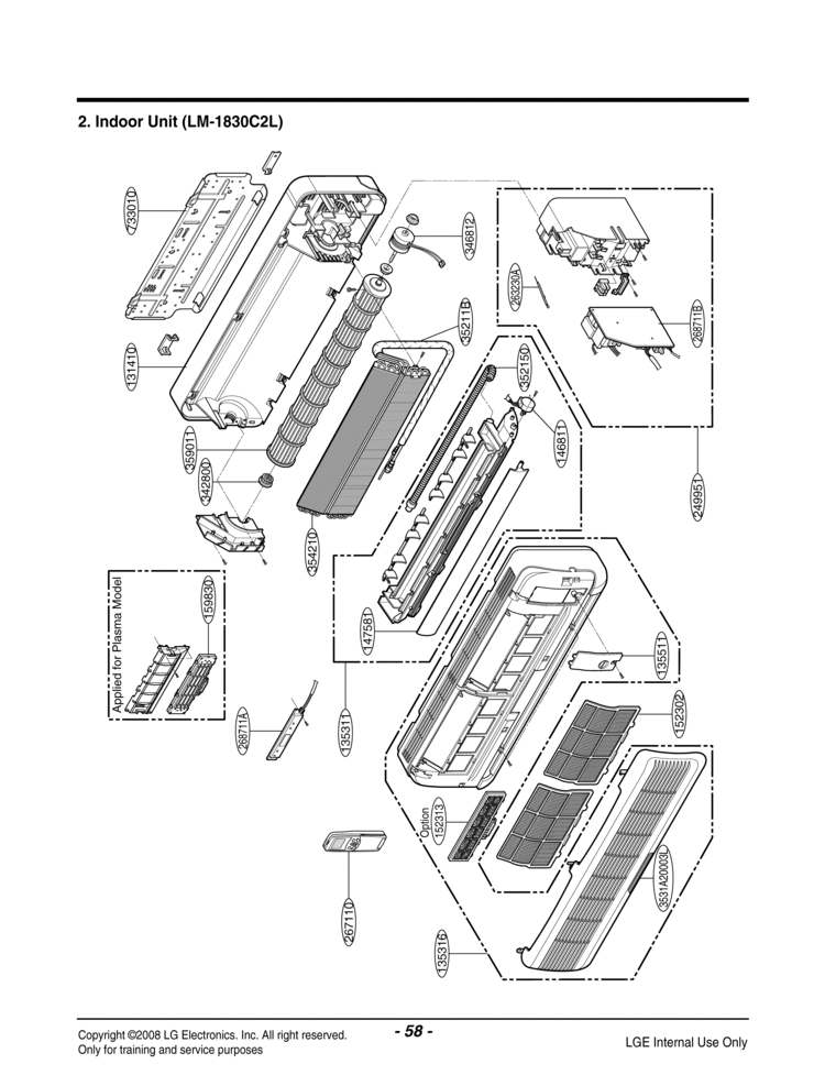 Air Conditioner Exploded View 1 Diagram and Parts List for LMN1830C2L  LG Air Conditioner