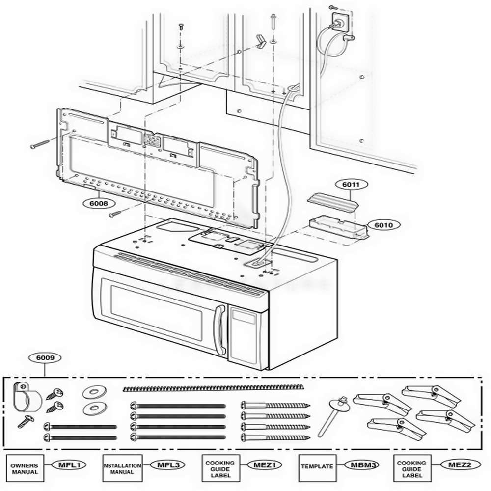 Installation Parts Diagram and Parts List for HMV9306 ABKEBSU LG Range