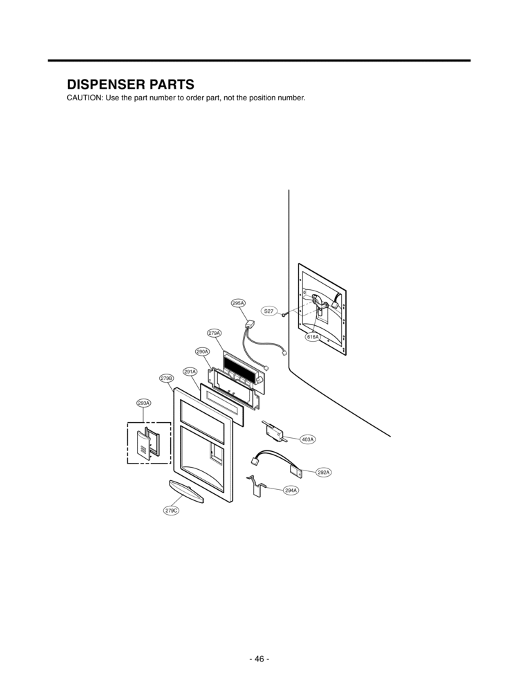 DISPENSER PARTS Diagram and Parts List for LFD25860SB  LG Refrigerator
