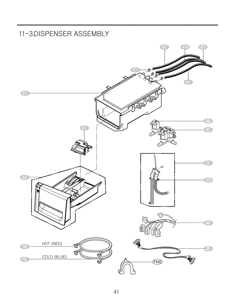DISPENSER ASSEMBLY Diagram and Parts List for CW2079CWD WD-10460BD LG Washer