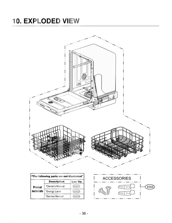 ACCESSORIES   EXPLODED VIEW Diagram and Parts List for LDF7932ST  LG Dishwasher