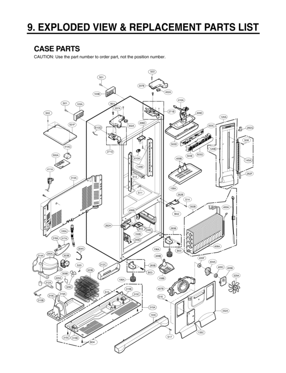 CASE PARTS   EXPLODED VIEW & REPLACEMENT PARTS Diagram and Parts List for LFC21770ST LFC21770ST /01 LG Refrigerator