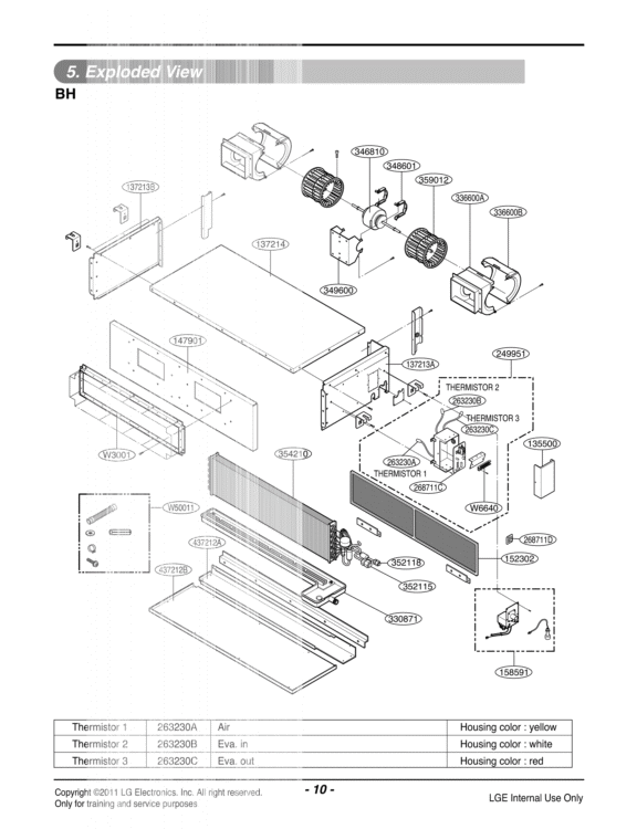 THERMISTOR Diagram and Parts List for ARNU093BHA2 ANWALUS LG Air Conditioner