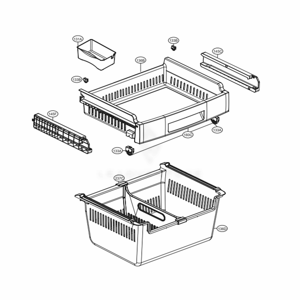 Freezer Parts Diagram and Parts List for LFCS22520D ASBCNA0 LG Refrigerator