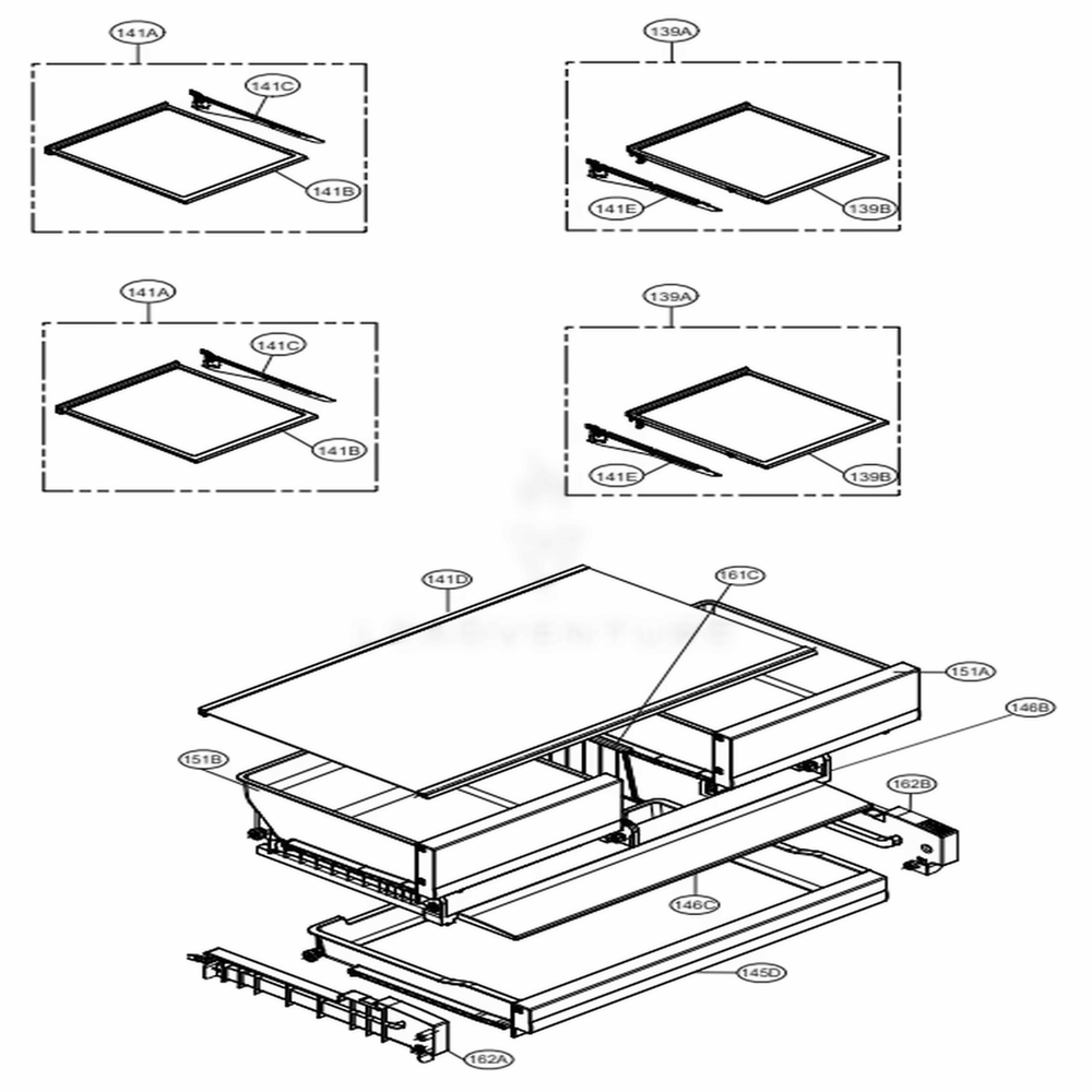 Refrigerator Parts Diagram and Parts List for LFXC22596D ASBCNA0 LG Refrigerator