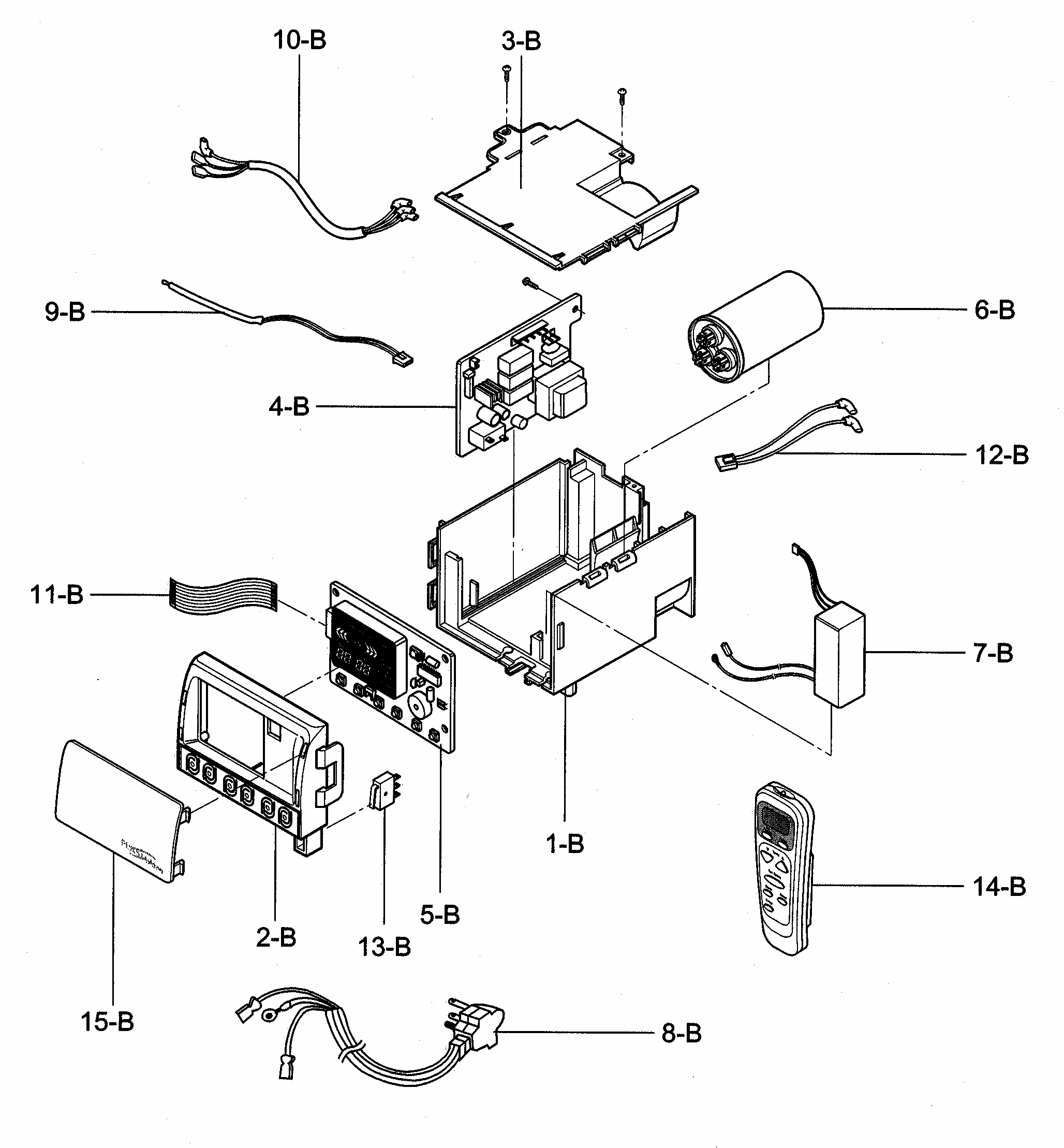 Control Box Assy Diagram and Parts List for 58076129200  Kenmore Air Conditioner