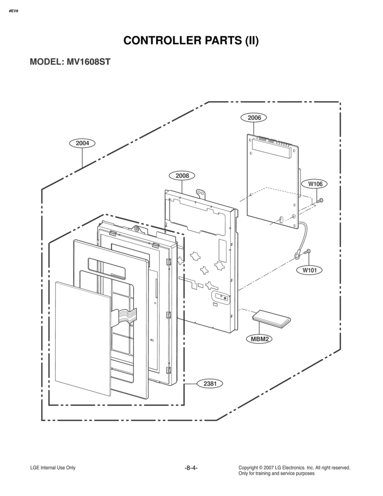 CONTROLLER PARTS II Diagram and Parts List for MV1608ST  LG Microwave