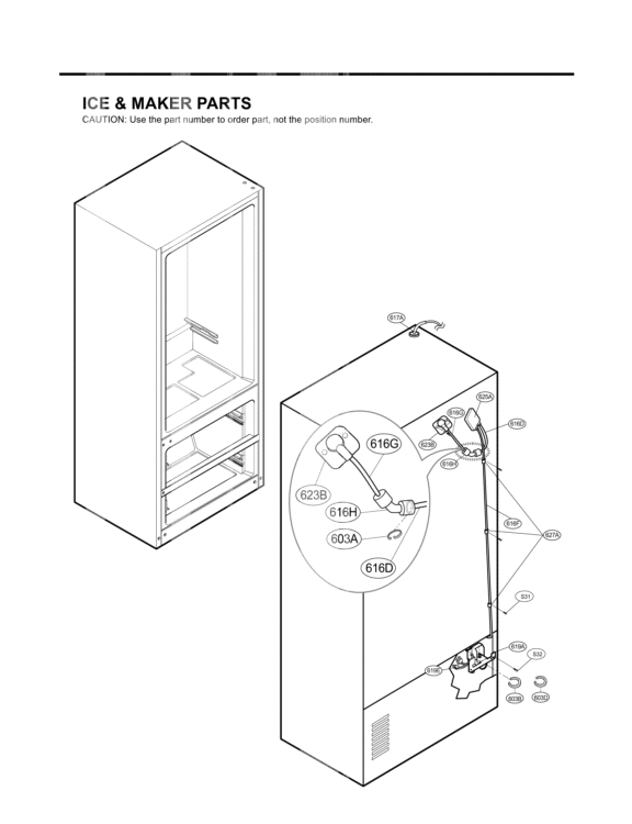 ICE & MAKER PARTS Diagram and Parts List for LMX25981ST GR-L25AUSJH LG Refrigerator