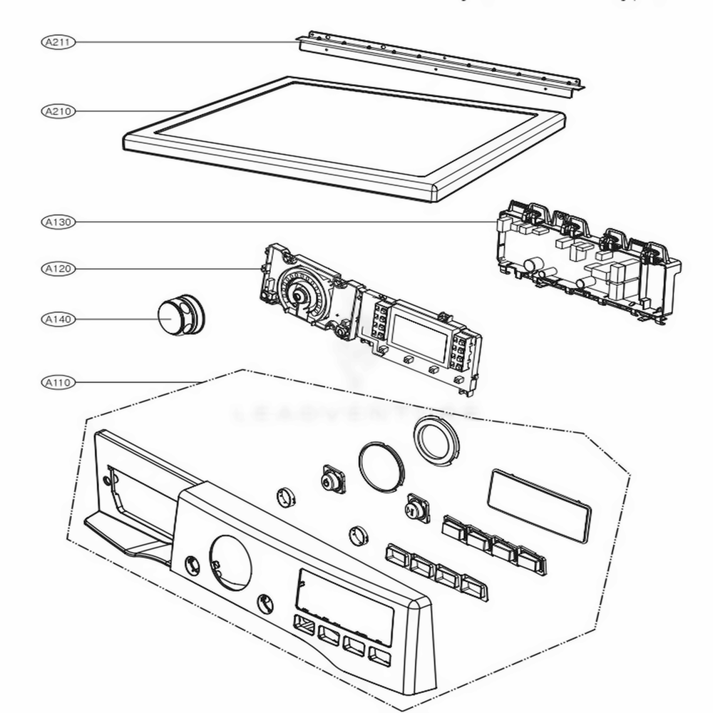 Control Panel And Plate Assembly Touch Lcd Type Diagram and Parts List for DLEX3250R ACREEUS LG Dryer
