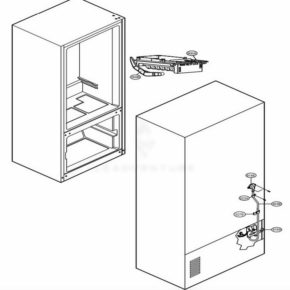 Water And Ice Maker Parts Diagram and Parts List for LFC25776ST ASTCNA5 LG Refrigerator
