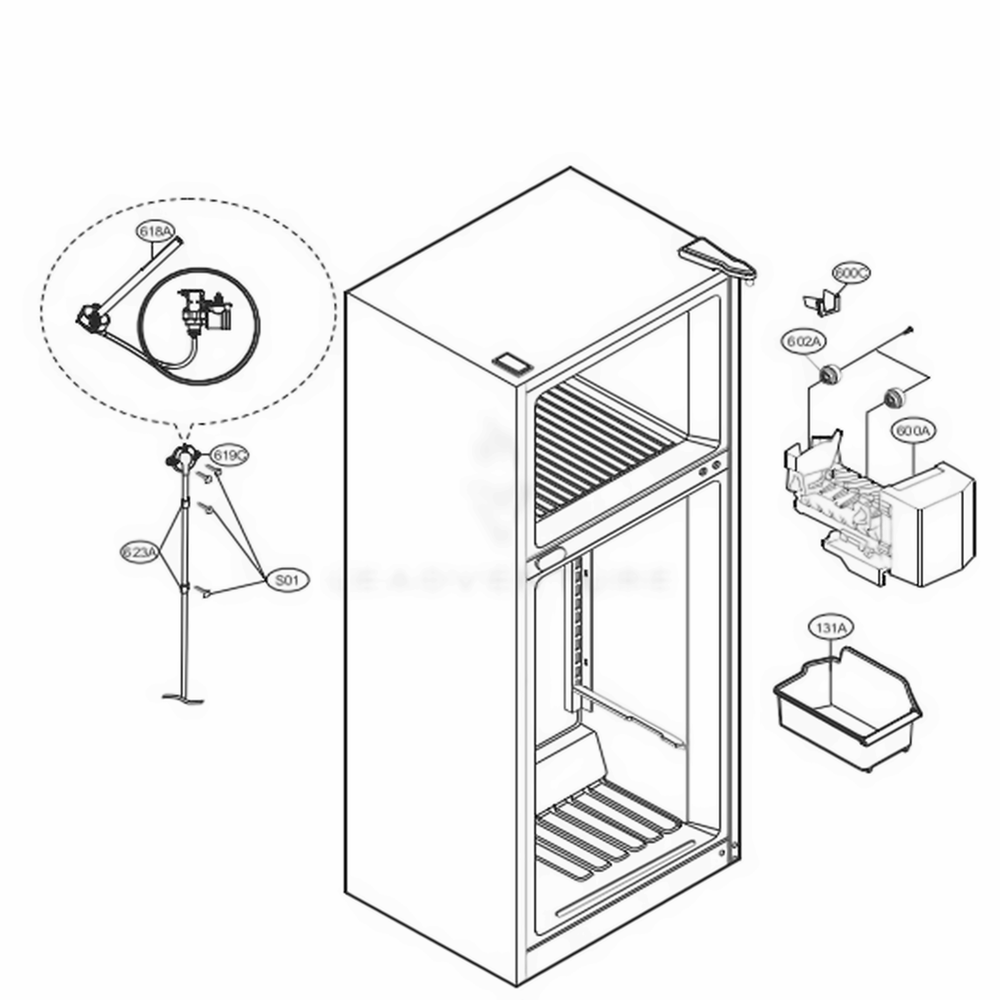 Ice Maker Parts Diagram and Parts List for 78033 ASTCSE7 LG Refrigerator