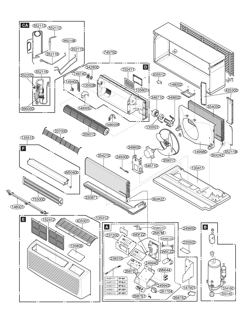 Air Conditioner Diagram and Parts List for UYC153ALEU1 ASBBEUS LG Air Conditioner