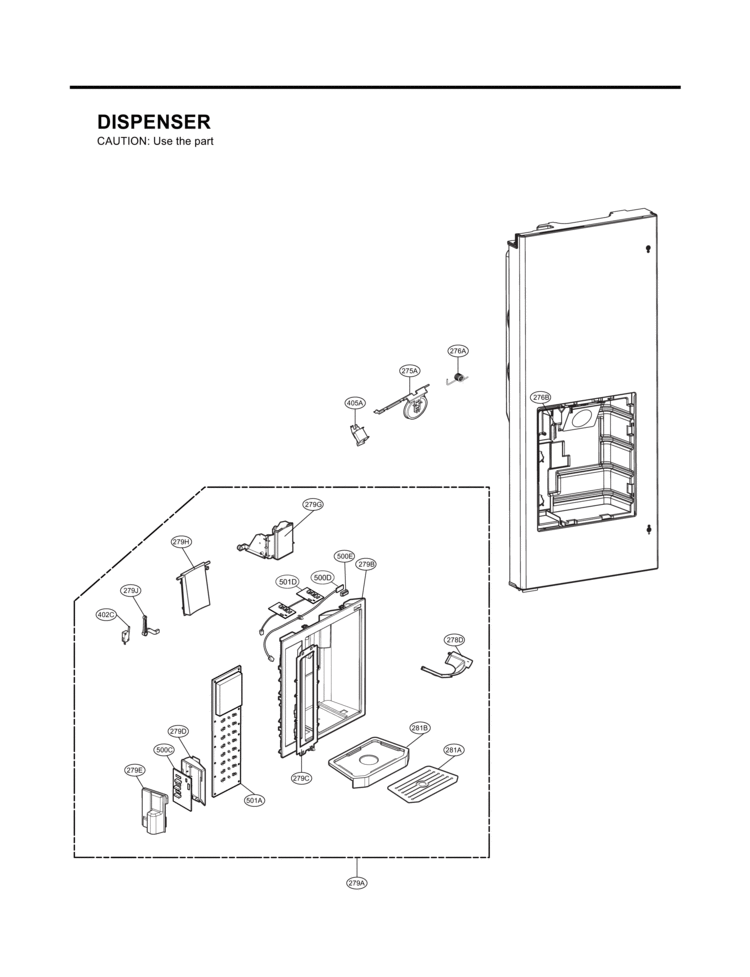 DISPENSER PARTS Diagram and Parts List for LFX25971SW LFX25971SW /03 LG Refrigerator