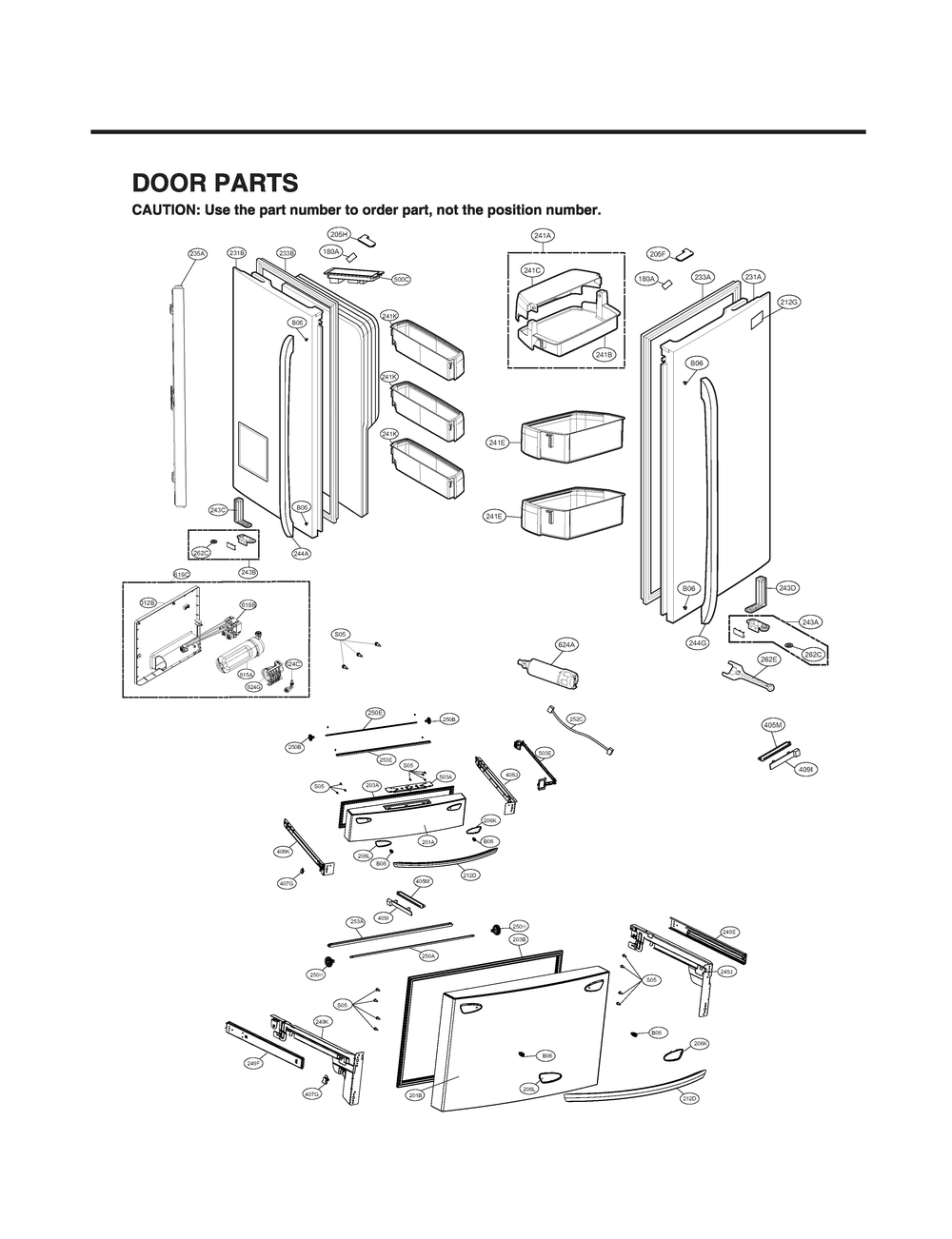 Door Parts Diagram and Parts List for GR-L31GUSJM ASTCNA0 LG Refrigerator