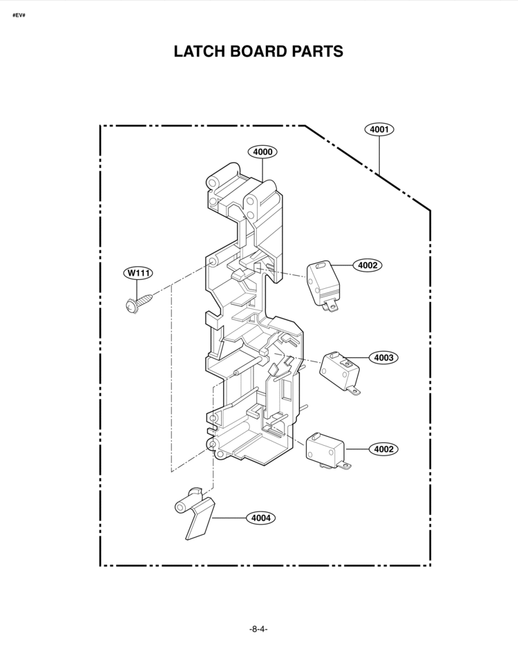 LATCH BOARD PARTS Diagram and Parts List for MV-1525B  LG Microwave