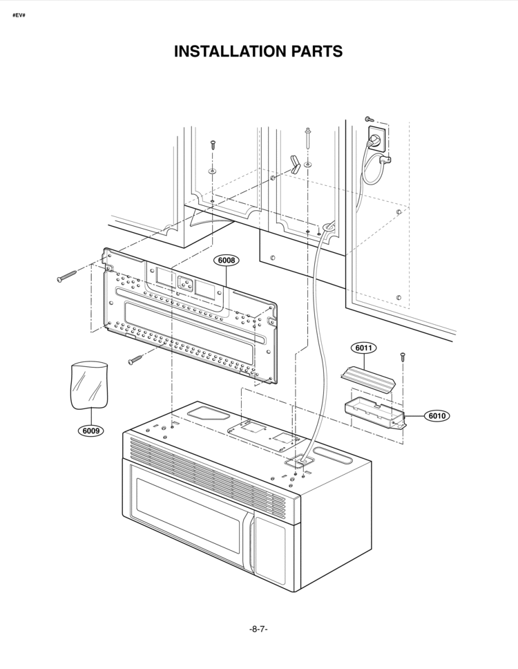 INSTALLATION PARTS Diagram and Parts List for MV-1525B  LG Microwave