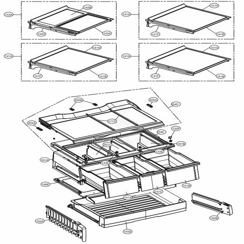 Refrigerator Parts Diagram and Parts List for LFXS30726W ASWCNA1 LG Refrigerator