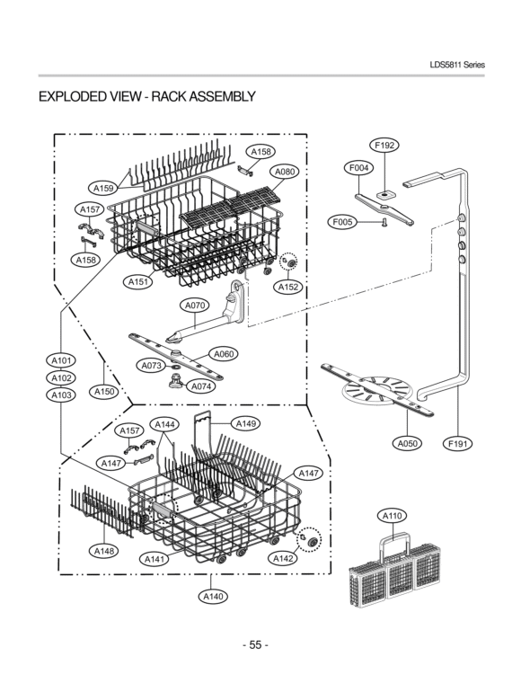 EXPLODED VIEW  PANEL ASSEMBLY  DOOR ASSEMLBY Diagram and Parts List for LDS5811WW LDS5811WW /02 LG Dishwasher
