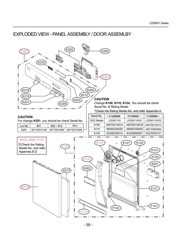 EXPLODED VIEW  SUMP ASSEMBLY Diagram and Parts List for LDS5811BB LDS5811BB /02 LG Dishwasher