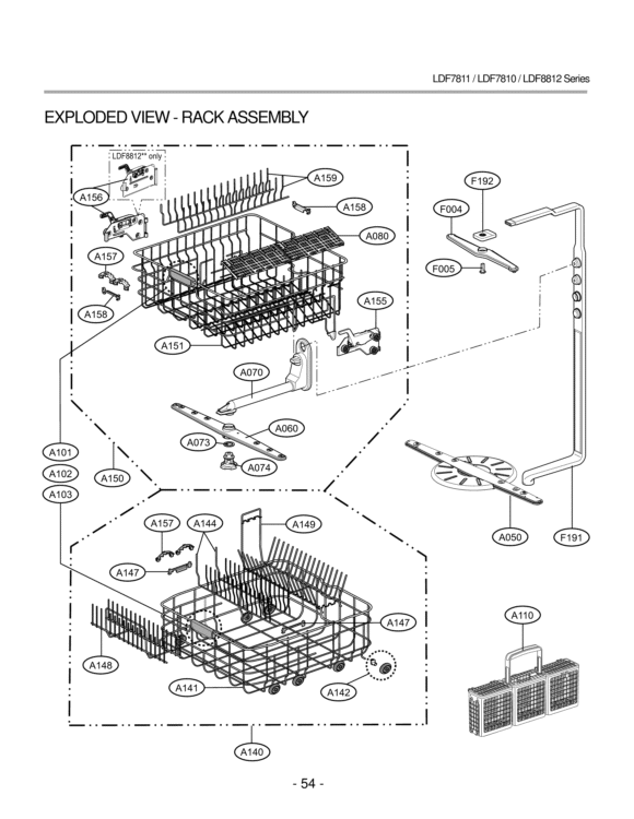 EXPLODED VIEW  PANEL ASSEMBLY  DOOR ASSEMLBY Diagram and Parts List for LDF7810ST LDF7810ST /01 LG Dishwasher