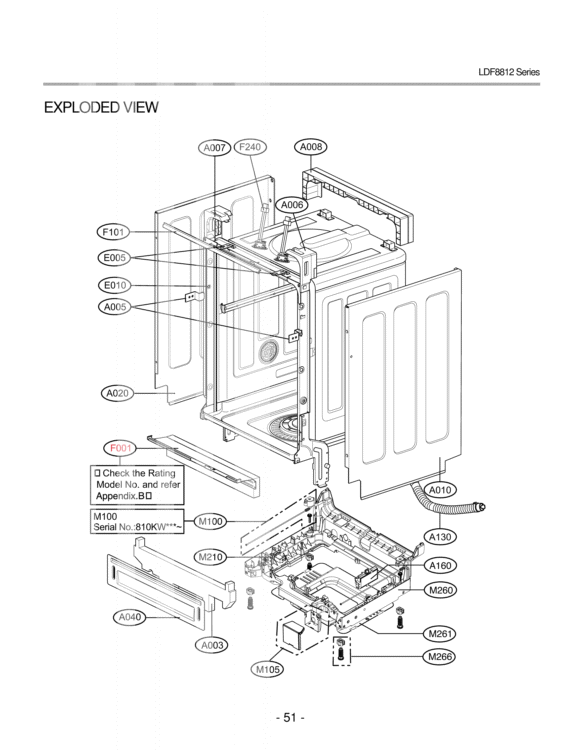 EXPLODED VIEW  TUB ASSEMBLY Diagram and Parts List for LDF8812ST LDF8812ST /01 LG Dishwasher