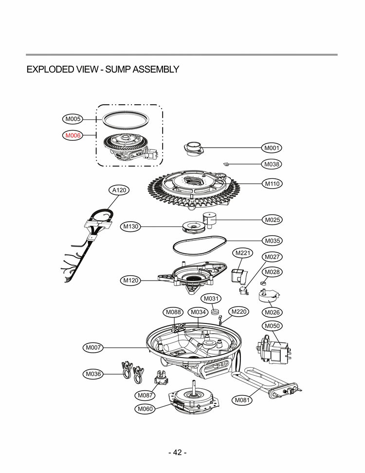 EXPLODED VIEW  SUMP ASSEMBLY Diagram and Parts List for LDF9810ST LDF9810ST /01 LG Dishwasher