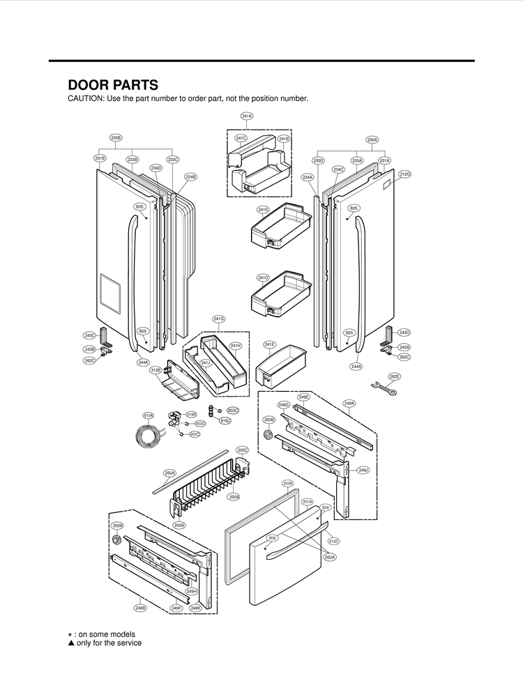 DOOR PARTS Diagram and Parts List for LFX25975ST ASTCLGA LG Refrigerator