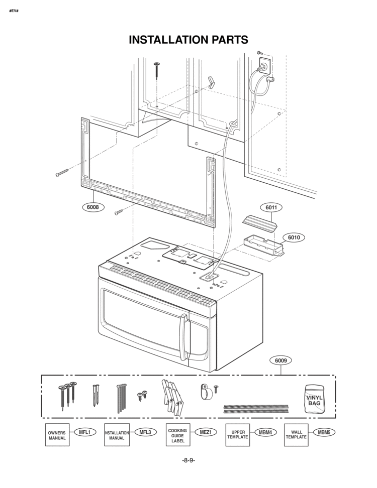 INSTALLATION PARTS Diagram and Parts List for LMV2053ST  LG Microwave