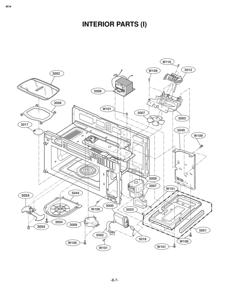 INTERIOR PARTS I Diagram and Parts List for LMV2073WW LMV2073WW/01 LG Microwave