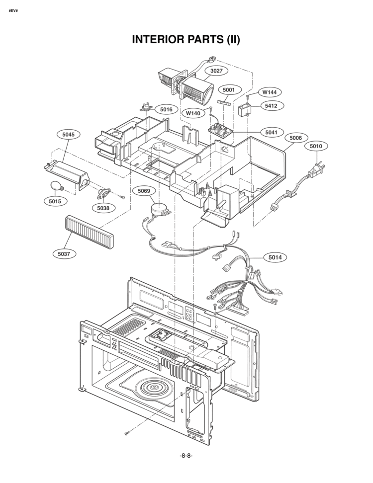INTERIOR PARTS II Diagram and Parts List for LMV2073WW LMV2073WW/01 LG Microwave