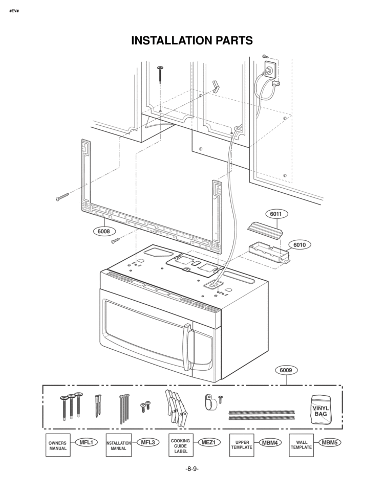 INSTALLATION PARTS Diagram and Parts List for LMV2073WW LMV2073WW/01 LG Microwave