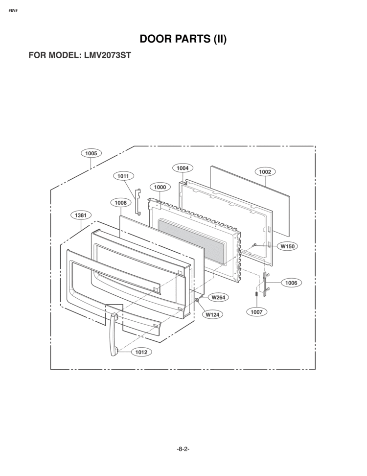 DOOR PARTS II Diagram and Parts List for LMV2073ST  LG Microwave
