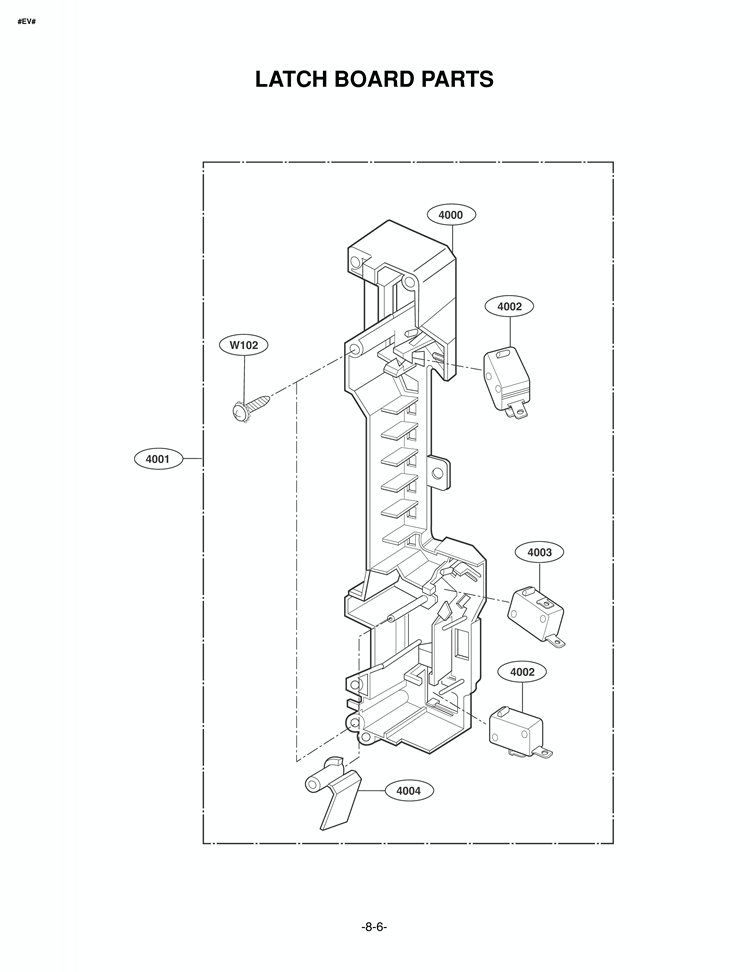 LATCH BOARD PARTS Diagram and Parts List for LMVM2075ST ASBELGA LG Microwave