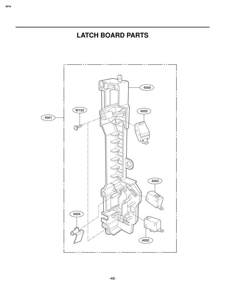 LATCH BOARD PARTS Diagram and Parts List for LMVM2055SB  LG Microwave