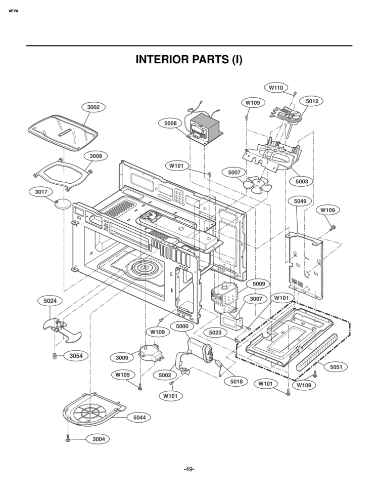 INTERIOR PARTS I Diagram and Parts List for LMVM2055SB  LG Microwave
