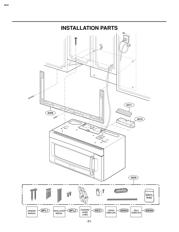 INSTALLATION PARTS Diagram and Parts List for LMVM2055SB  LG Microwave