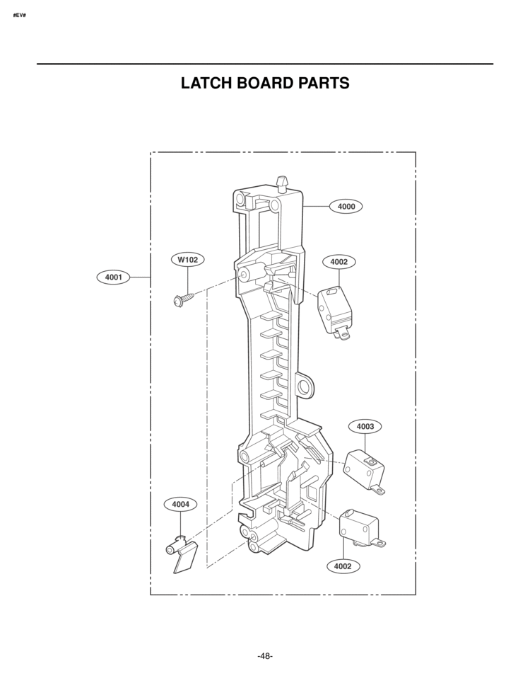LATCH BOARD PARTS Diagram and Parts List for LMVM2055ST  LG Microwave