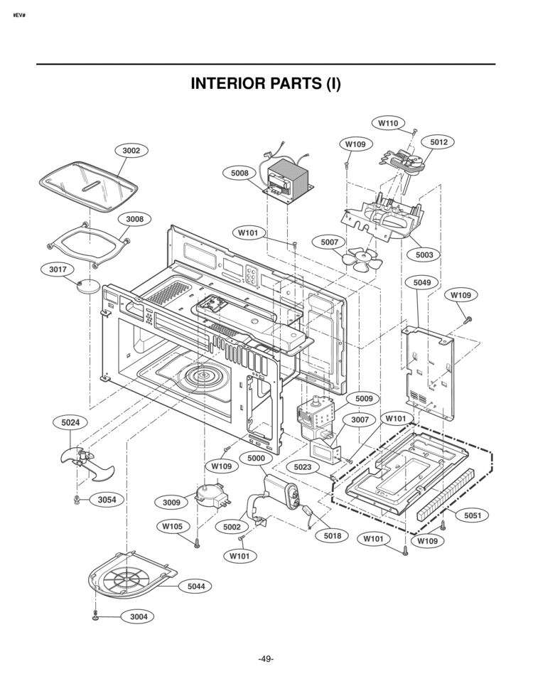 INTERIOR PARTS I Diagram and Parts List for LMVM2055ST  LG Microwave