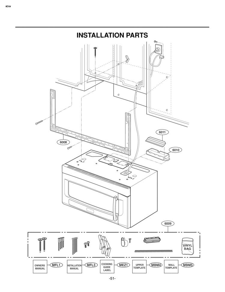 INSTALLATION PARTS Diagram and Parts List for LMVM2055ST  LG Microwave