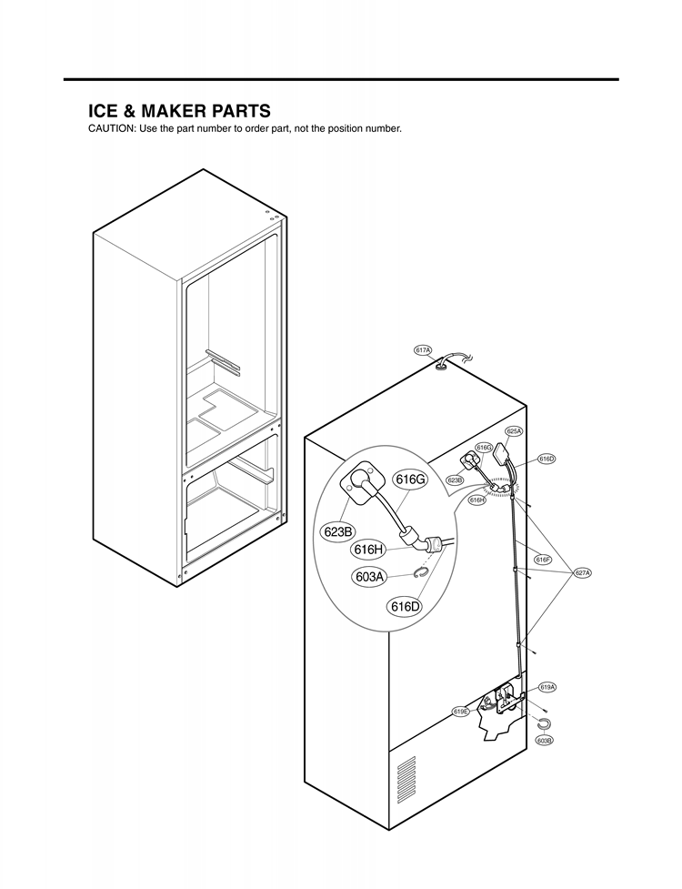 ICE & MAKER PARTS Diagram and Parts List for LFX25950SW ASWCLGA LG Refrigerator