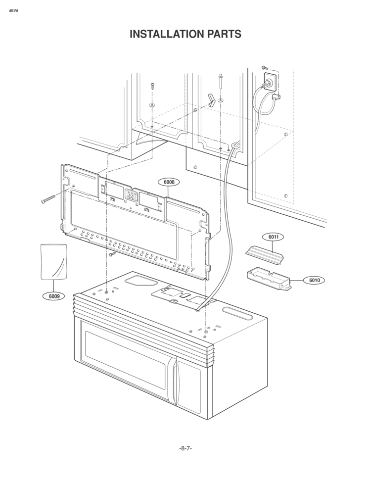 INSTALLATION PARTS Diagram and Parts List for LMV1625W  LG Microwave