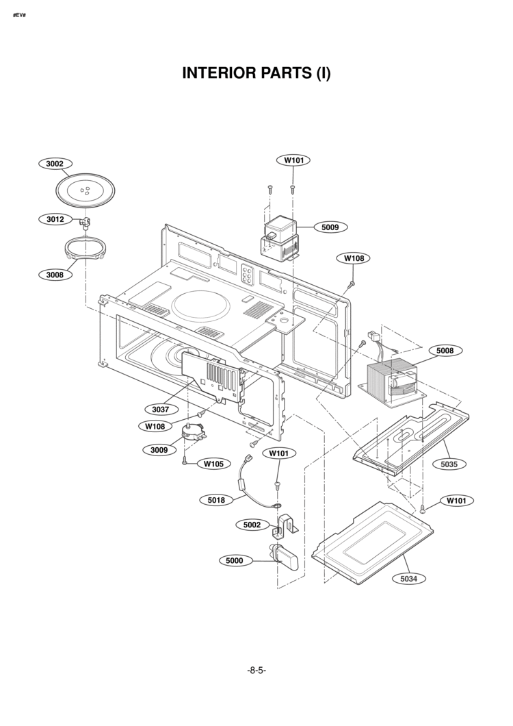 INTERIOR PARTS I Diagram and Parts List for LMV1635SBQ  LG Microwave